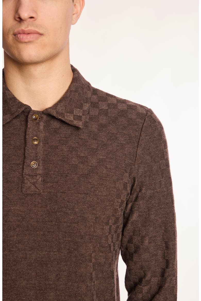 Check Long Sleeve Polo, Alternate, color, CHOCOLATE COFFEE
