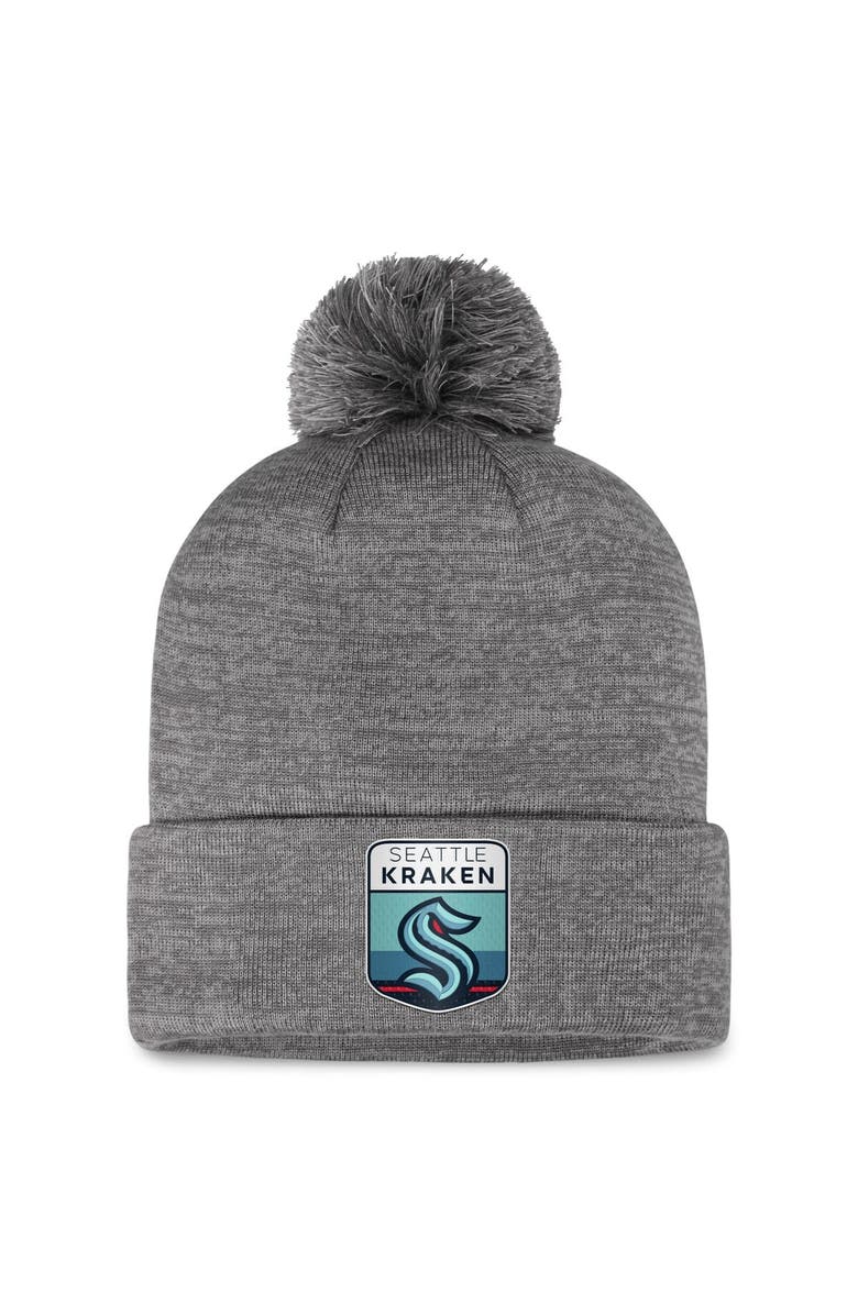 FANATICS Men's Fanatics Branded  Gray Seattle Kraken Authentic Pro Home Ice Cuffed Knit Hat with Pom, Main, color, Gray