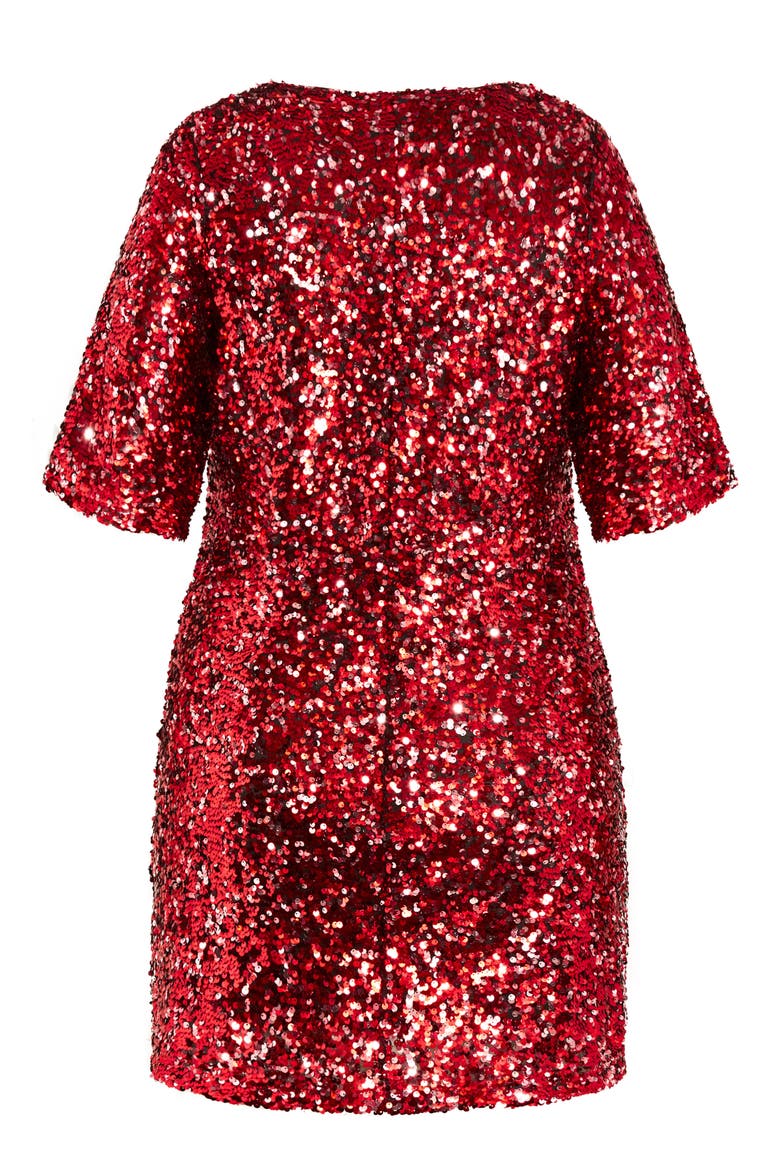 Sequin Cocktail Dress, Alternate, color, CRIMSON