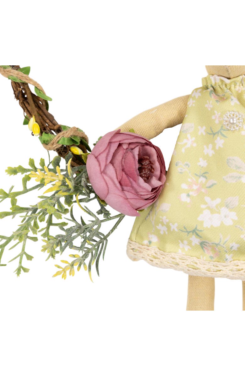 Northlight Girl Bunny Artificial Floral Mini Easter Wreath - 10" - Green, Alternate, color, Yellow