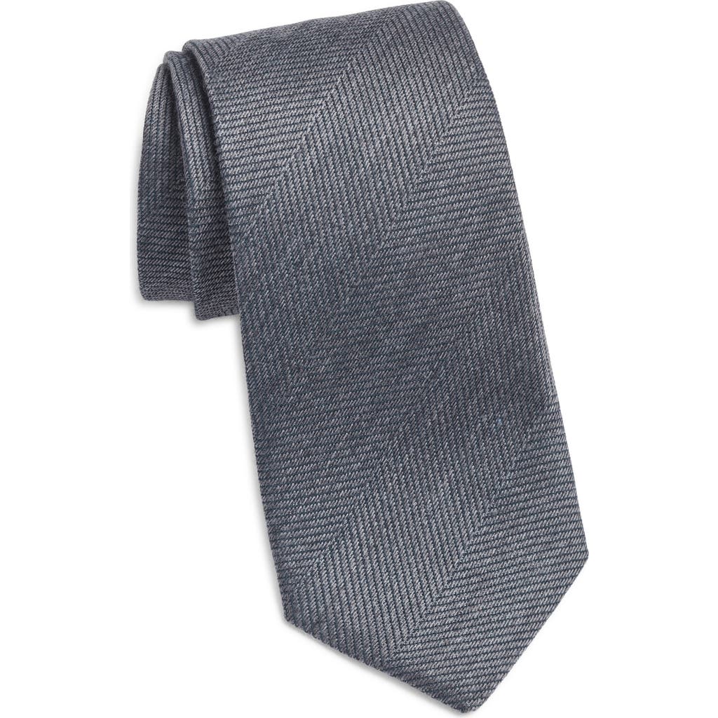 Jack Victor Solid Cotton, Wool & Silk Tie In Gray