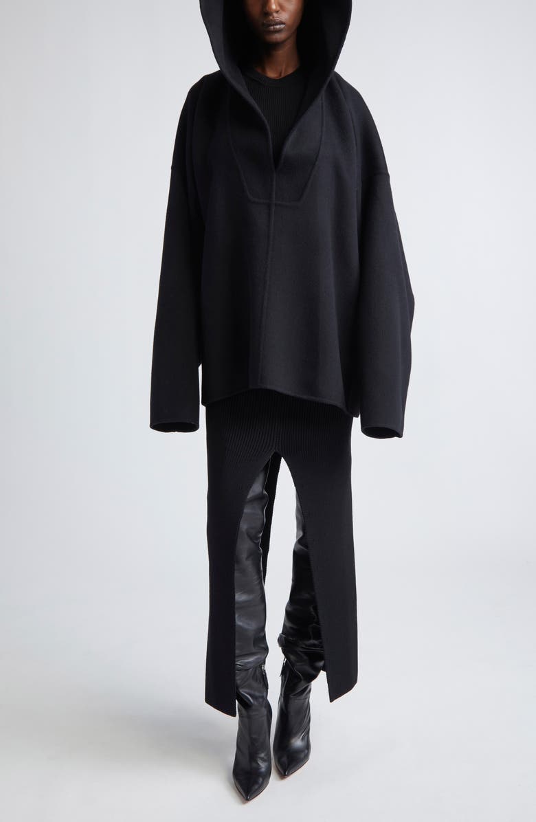 Rick Owens Hooded Cashmere Pullover, Alternate, color, Black