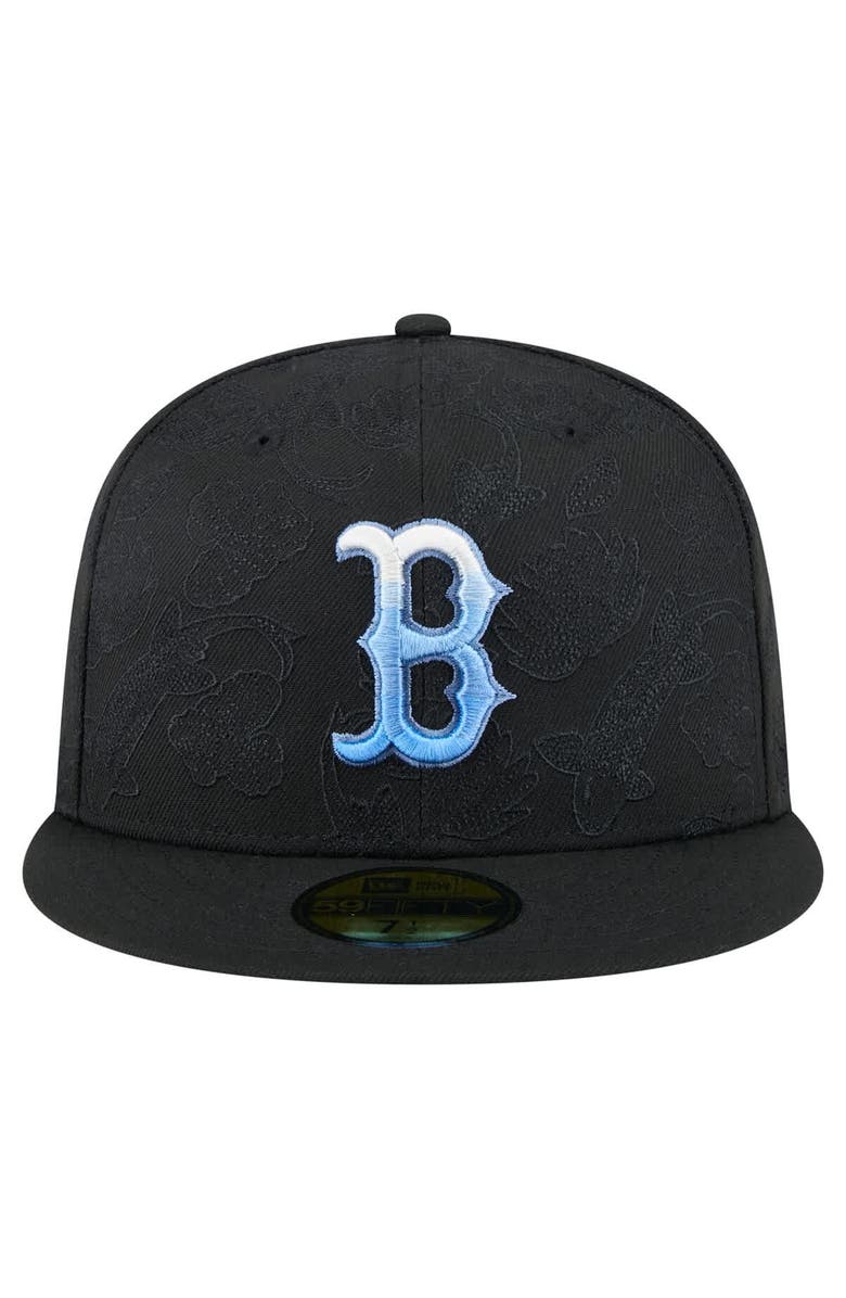 New Era Men's New Era Black Boston Red Sox Tonal Koi 59FIFTY Fitted Hat, Alternate, color, 