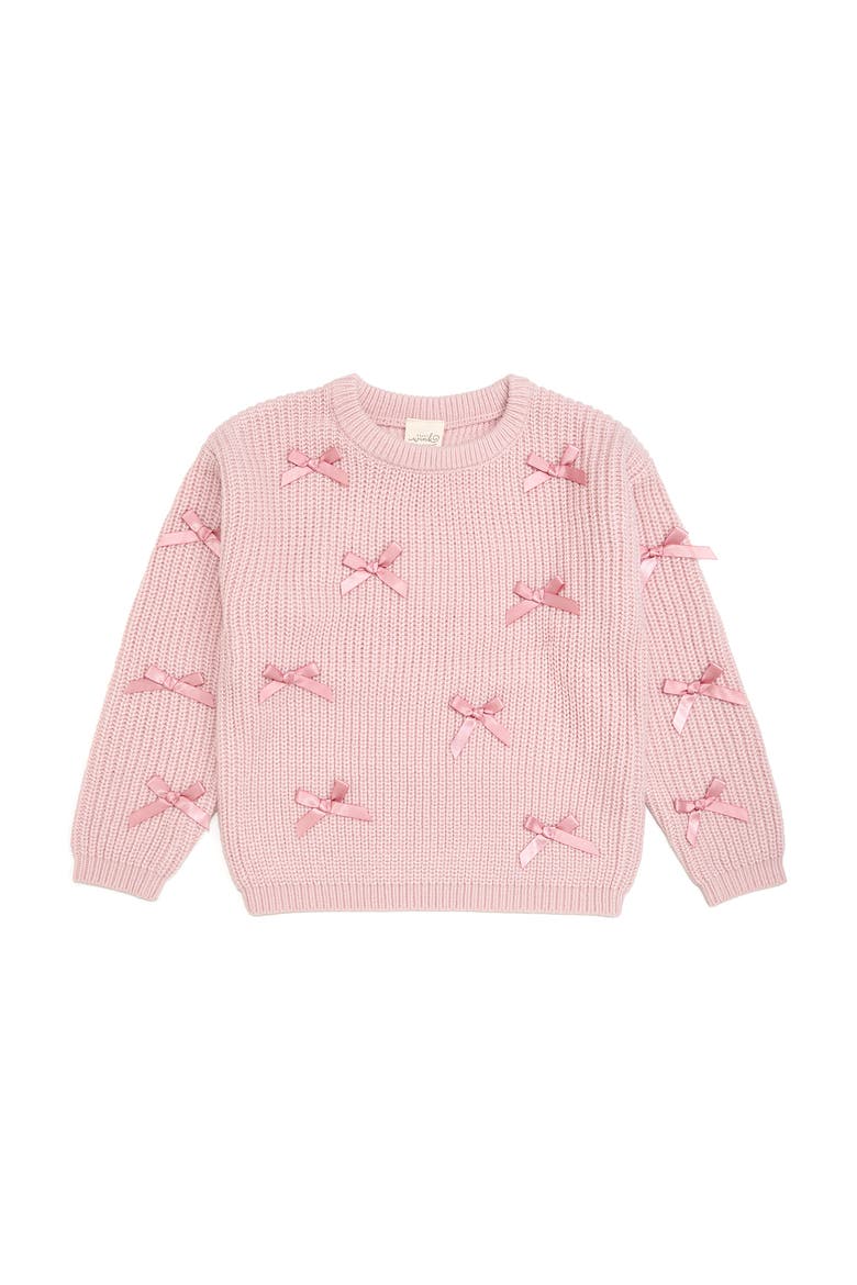 Satin Bows Knit Sweater (baby), Main, color, Light Pink