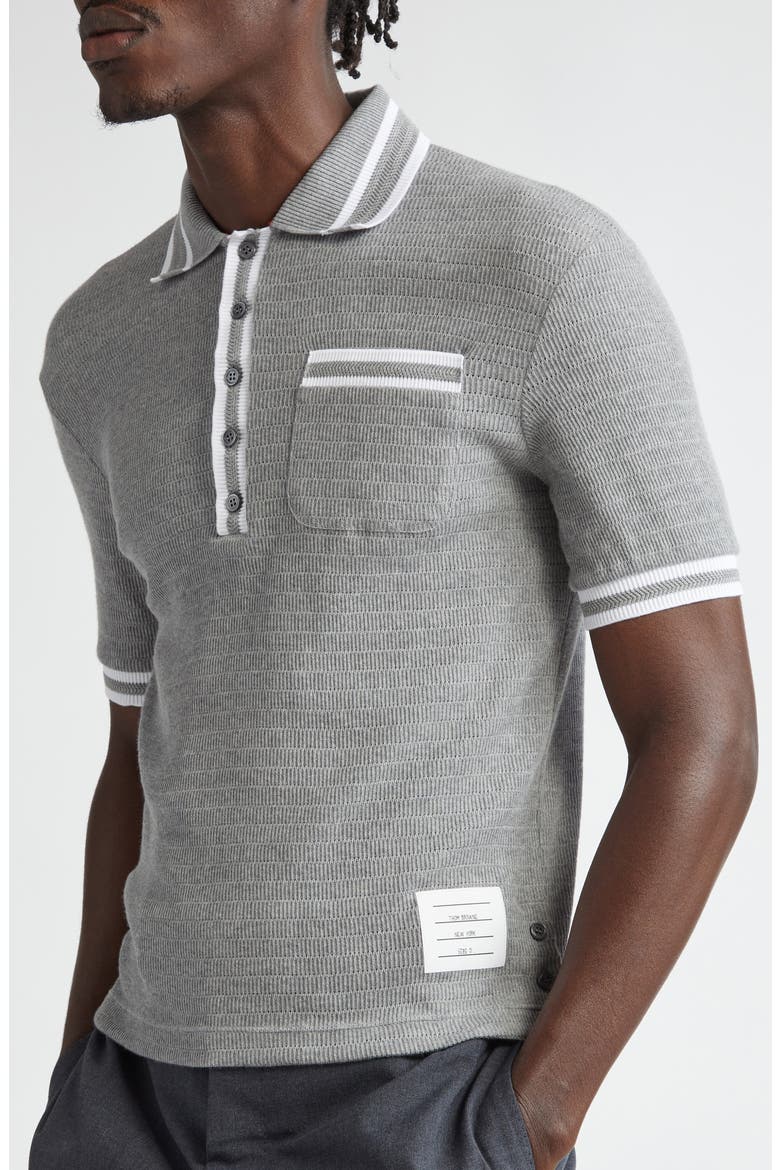 Open Stitch Cotton Polo, Alternate, color, LIGHT GREY