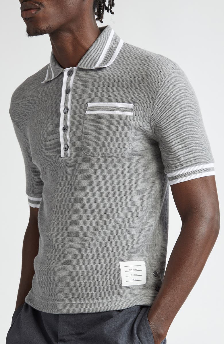 Thom Browne Open Stitch Cotton Polo, Alternate, color, 