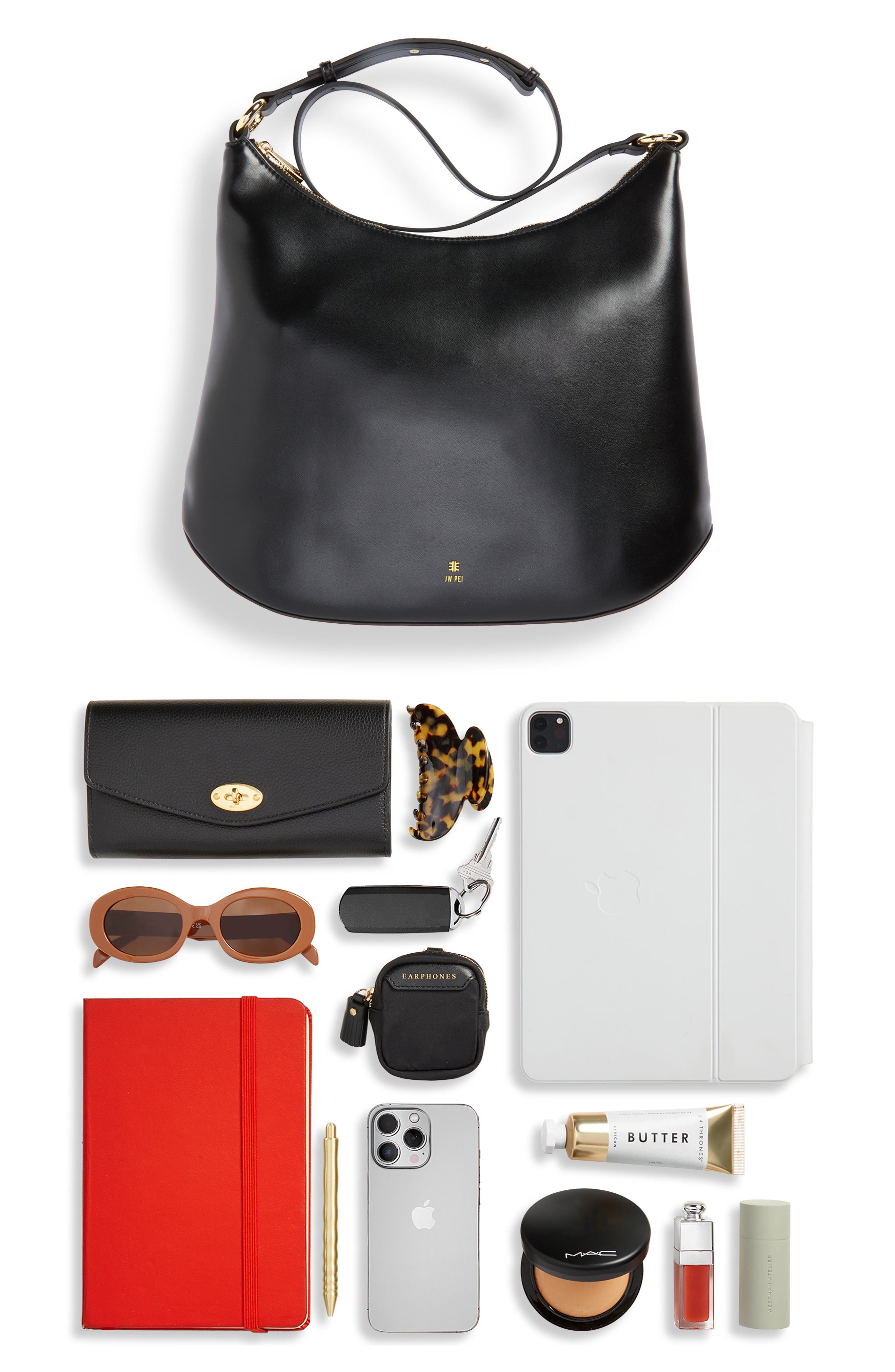Erin Faux Leather Hobo Bag, Alternate, color, BLACK