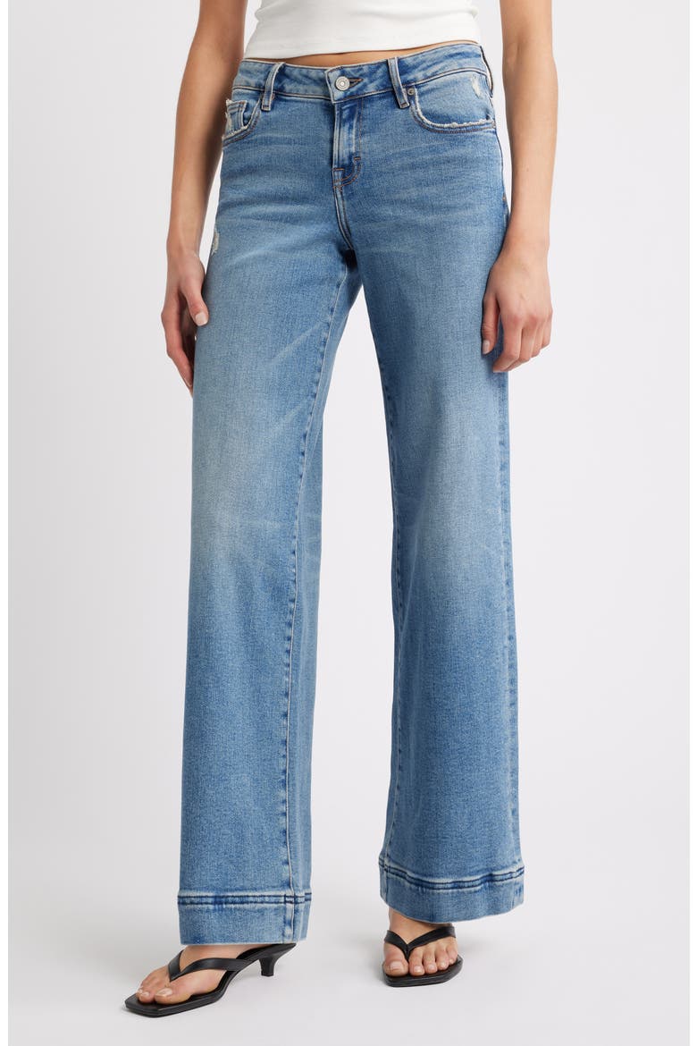 Low Rise Wide Leg Jeans, Main, color, MED WASH