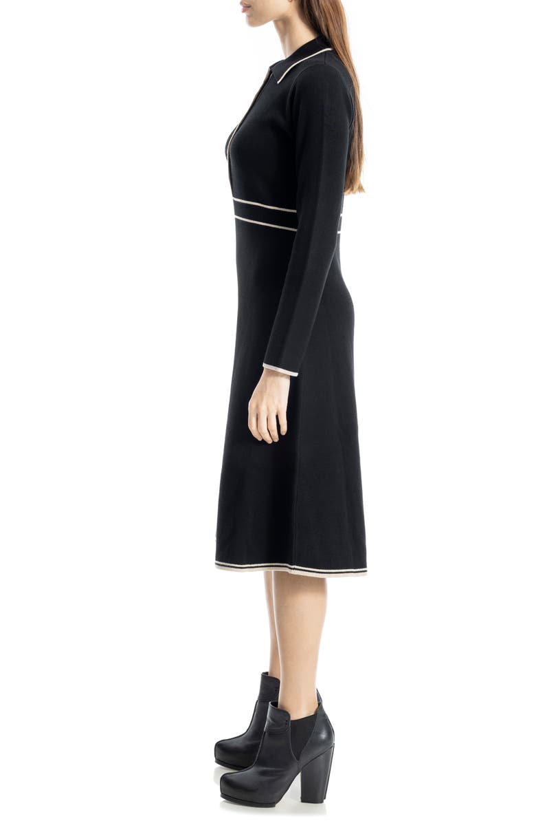 MAX STUDIO Tipped Long Sleeve Sweater Dress, Alternate, color, Black/ Bone