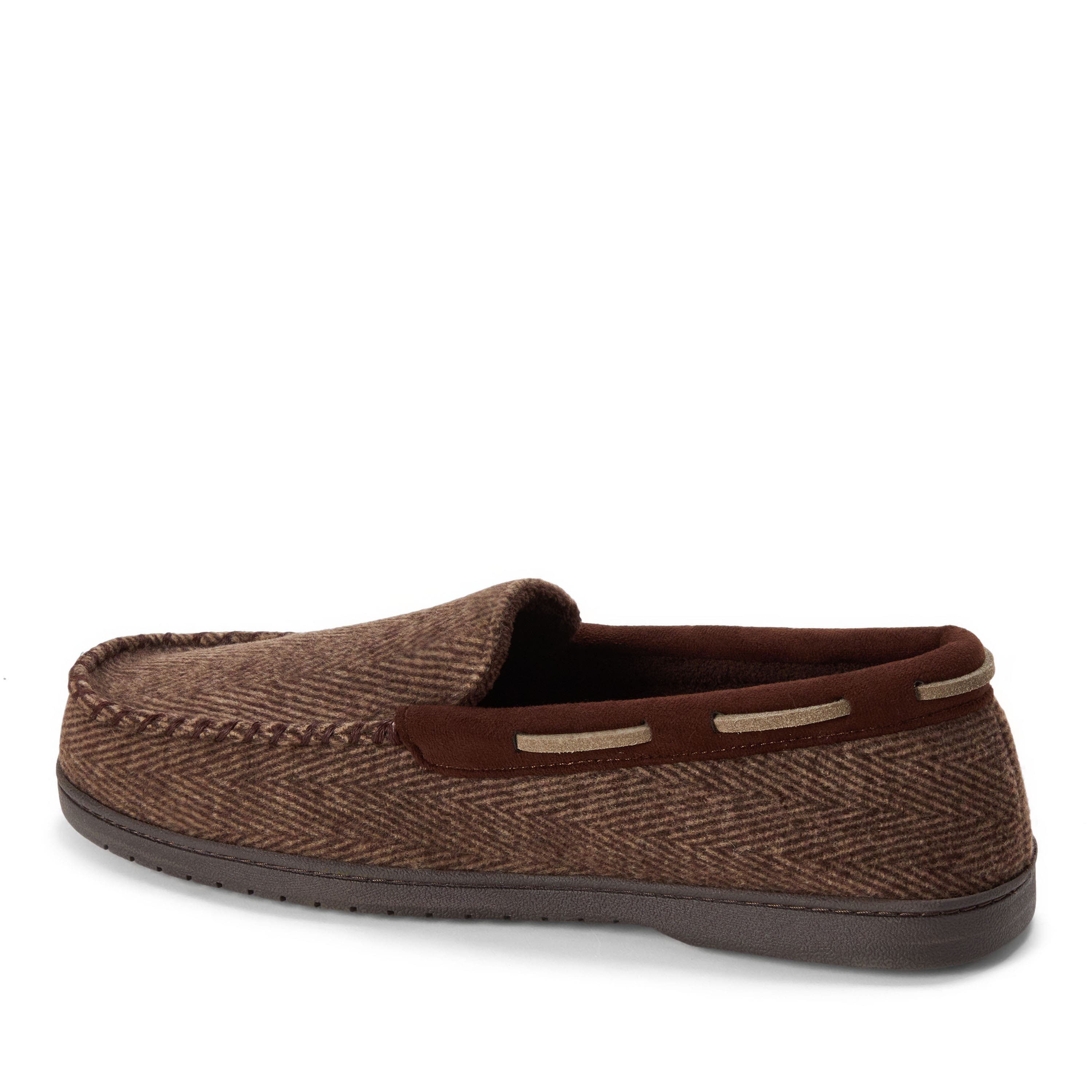 Keaton Microsuede Moccasin Slipper, Alternate, color, BROWN HEATHER