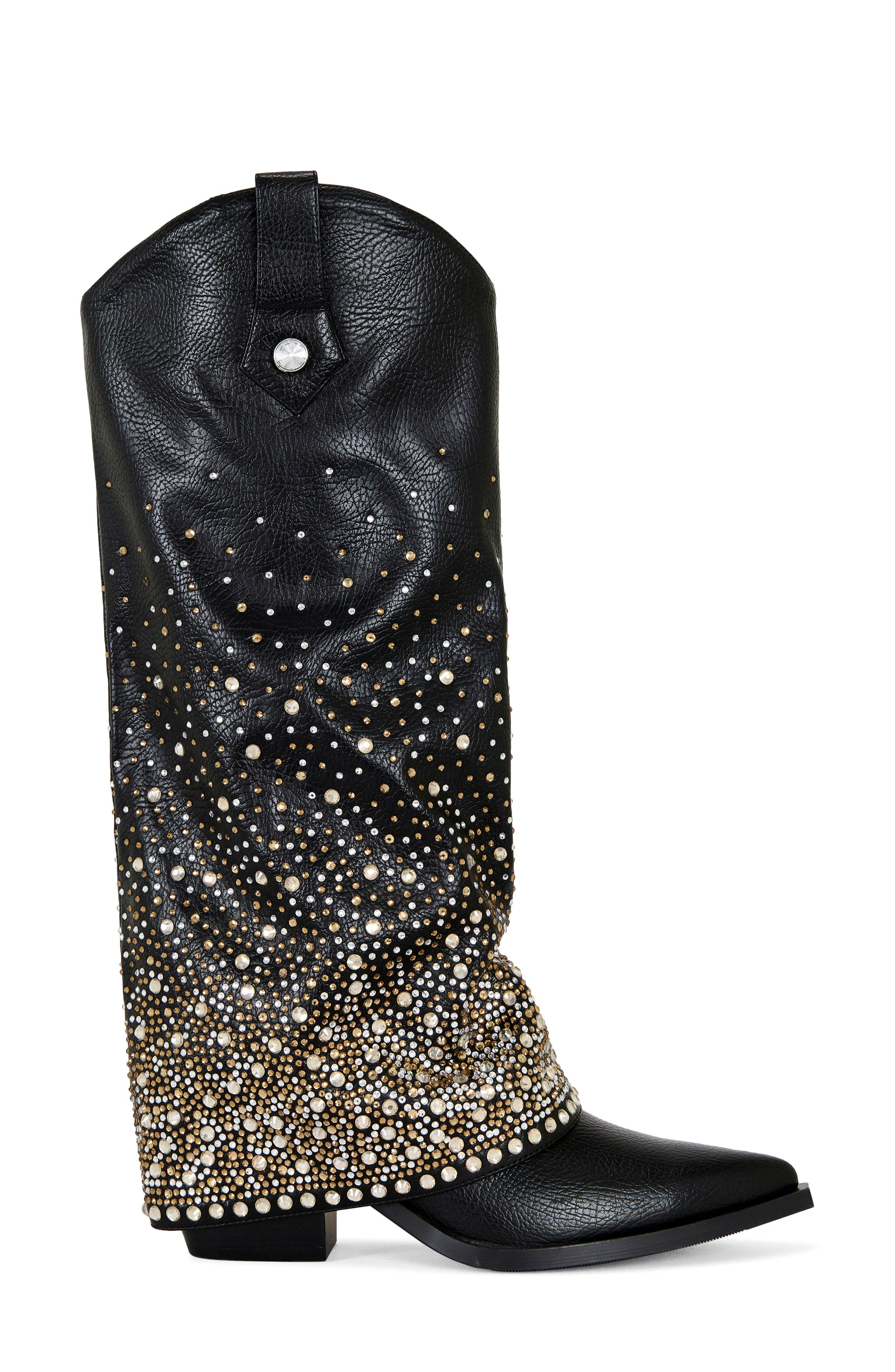 AZALEA WANG Beth Stud Western Boot, Alternate, color, Black