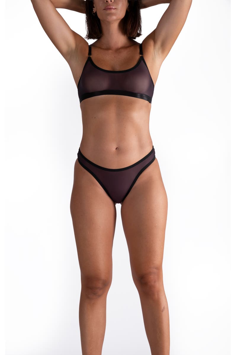 LECHERY<sup>®</sup> Lustrous Sheer V-cut Thong, Alternate, color, Black