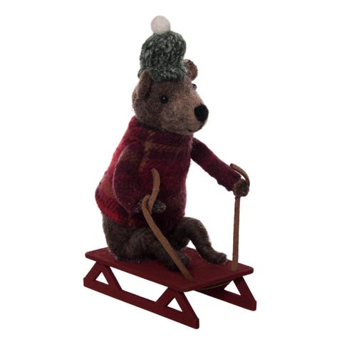 Brown Bear On Sleigh Figurine