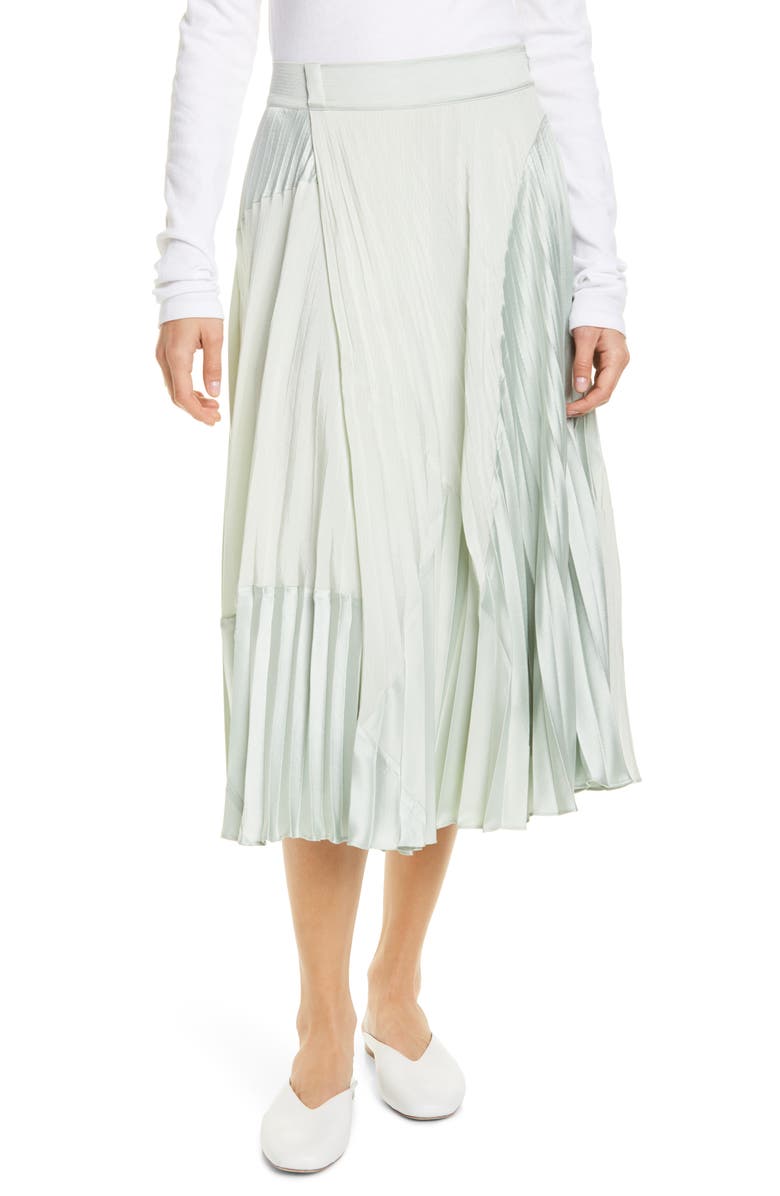 Vince Pleated Mixed Media Skirt, Main, color,