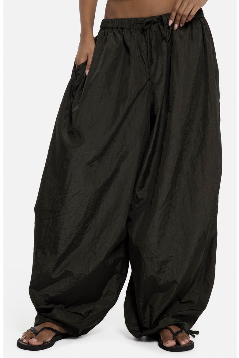 Casual Nylon Balloon Joggers, Main, color, BROWN