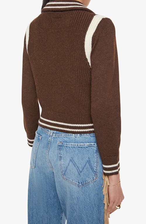 Mother Womens Little League The Little Raquette Collared Alpaca Knitted Cardigan Xs In Brown