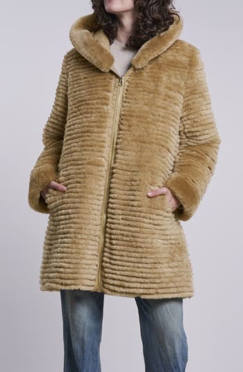 Blue Duck Water Resistant Reversible Genuine Shearling 700 Fill Power Down Coat In Brown
