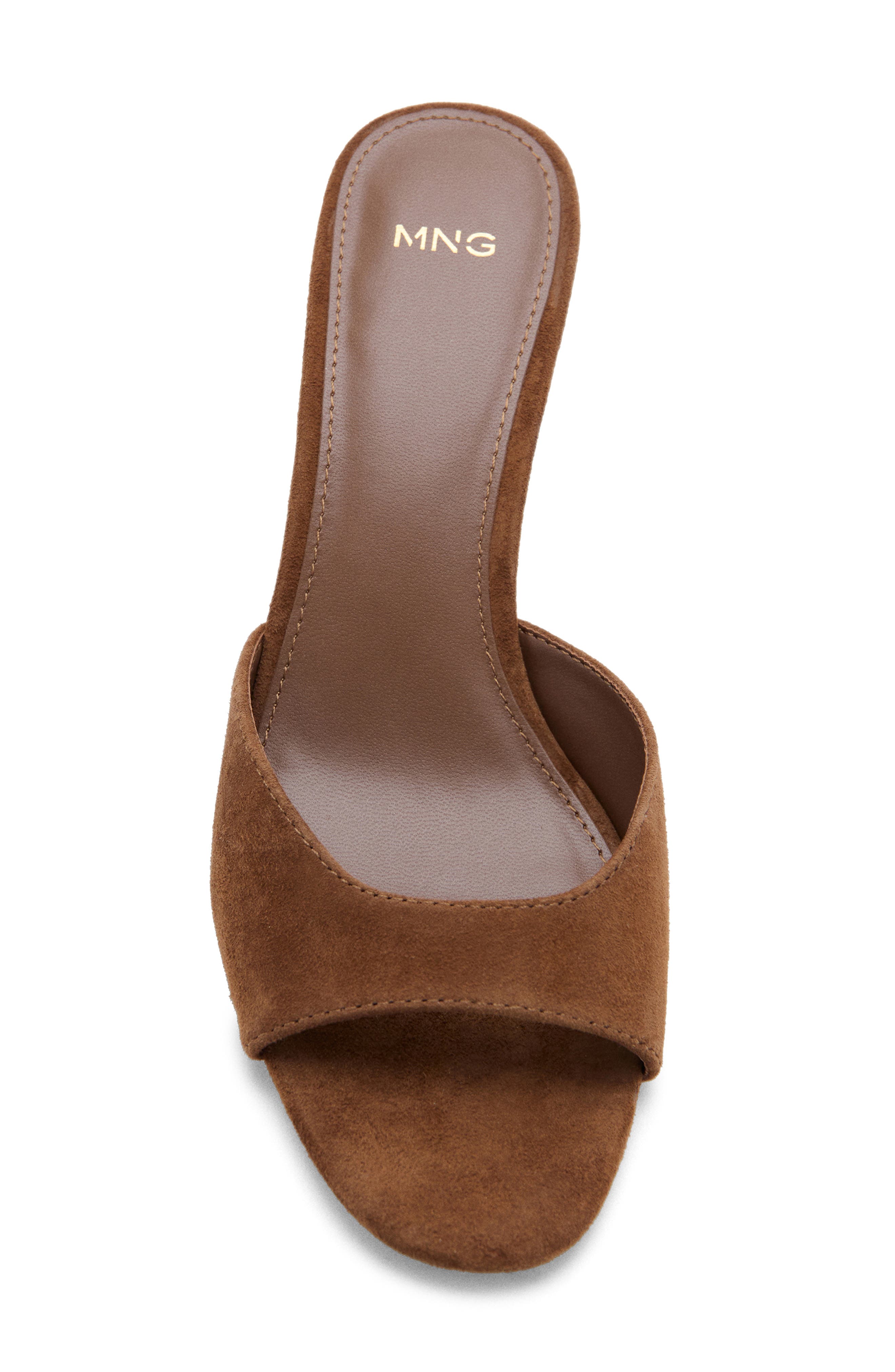 MANGO Funnel Heel Slide Sandal, Alternate, color, Leather