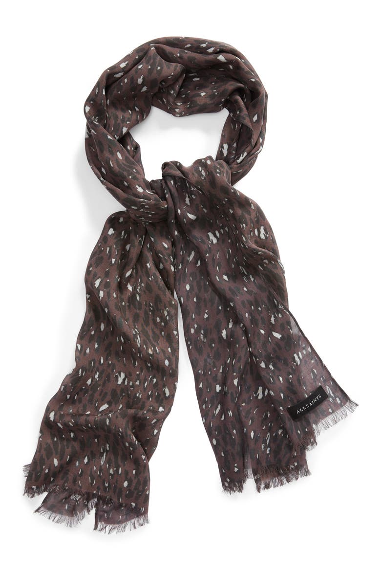 Spotty Leopard Scarf, Alternate, color, BERRY