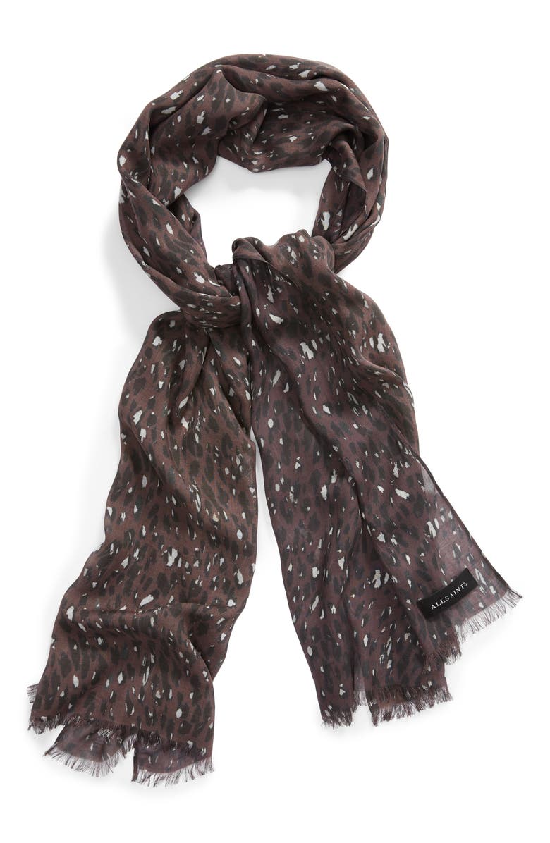 AllSaints Spotty Leopard Scarf, Alternate, color,