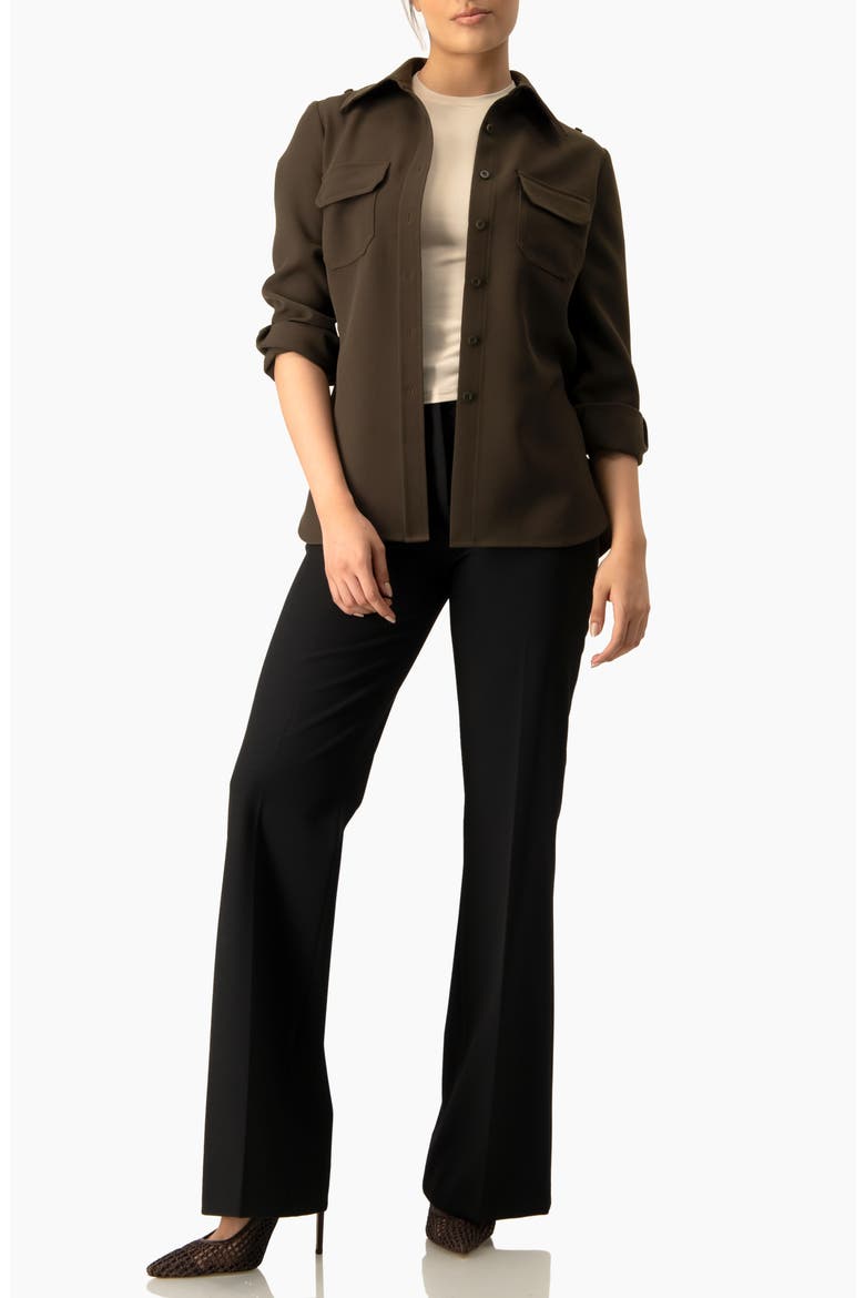 Structured Military Inspired Shirt Jacket, Alternate, color, Brown