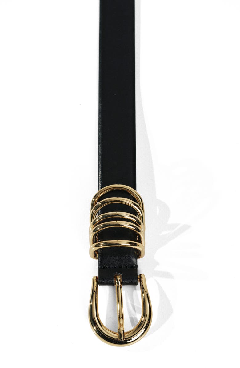 Déhanche Hollyhock Leather Belt, Alternate, color, Black/ Gold