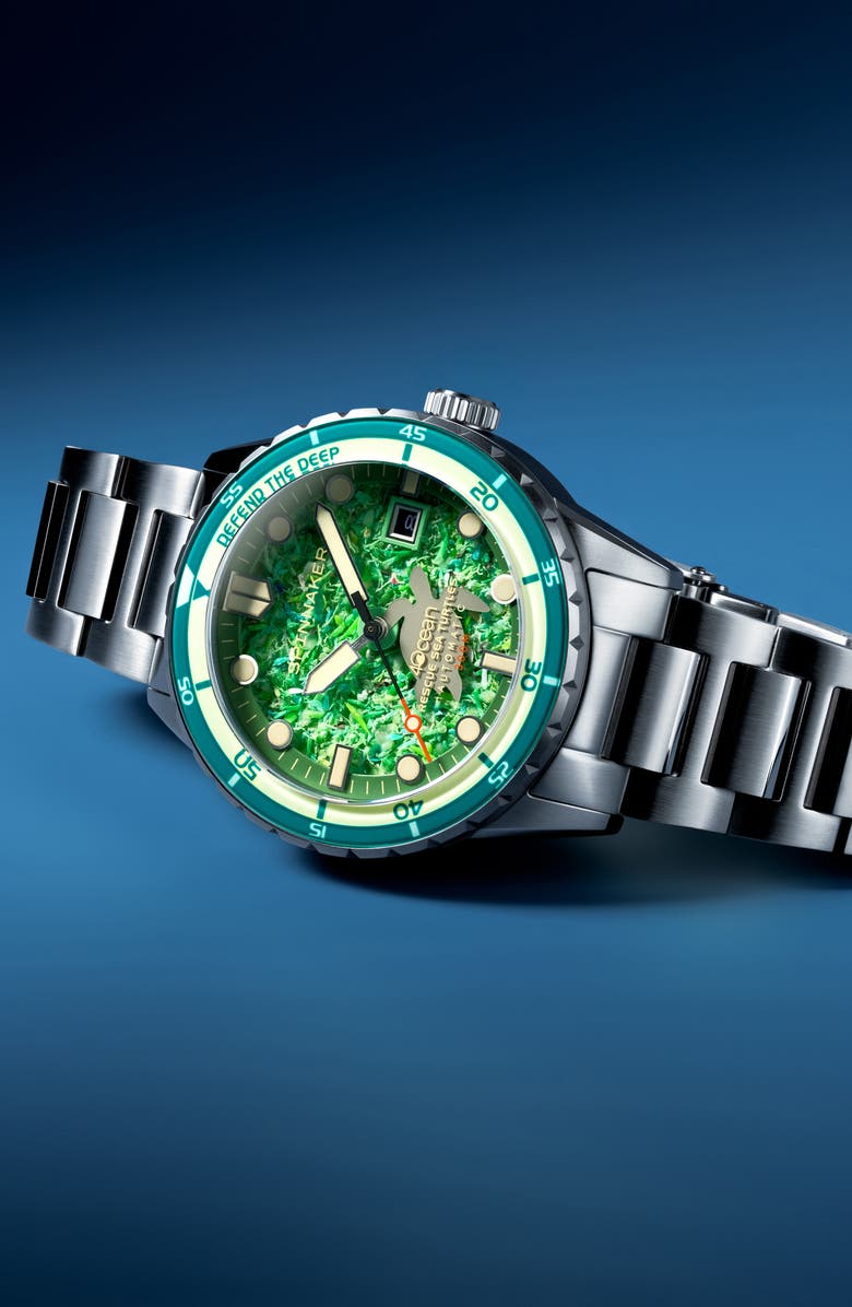 SPINNAKER x 4ocean Hass Sea Turtle Limited Edition Automatic Bracelet Watch, 43mm, Alternate, color, 