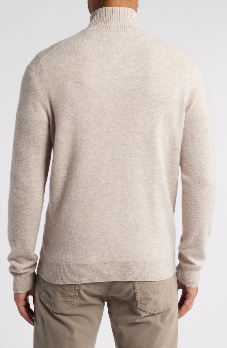 Nordstrom Cashmere Quarter Zip Pullover Sweater, Alternate, color, Tan Oxford Heather