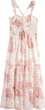 Ava & Yelly Kids' Floral Ruffle Strap Maxi Dress