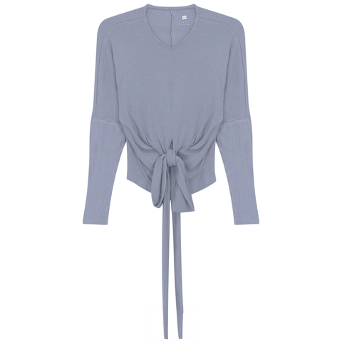 Ribbed Wrap Long Sleeve Stretch Top