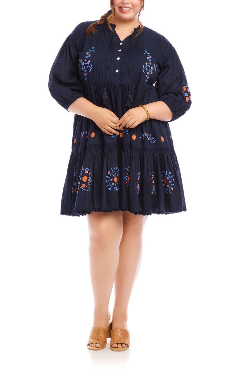 Karen Kane Embroidered Circle Trim Dress, Main, color,