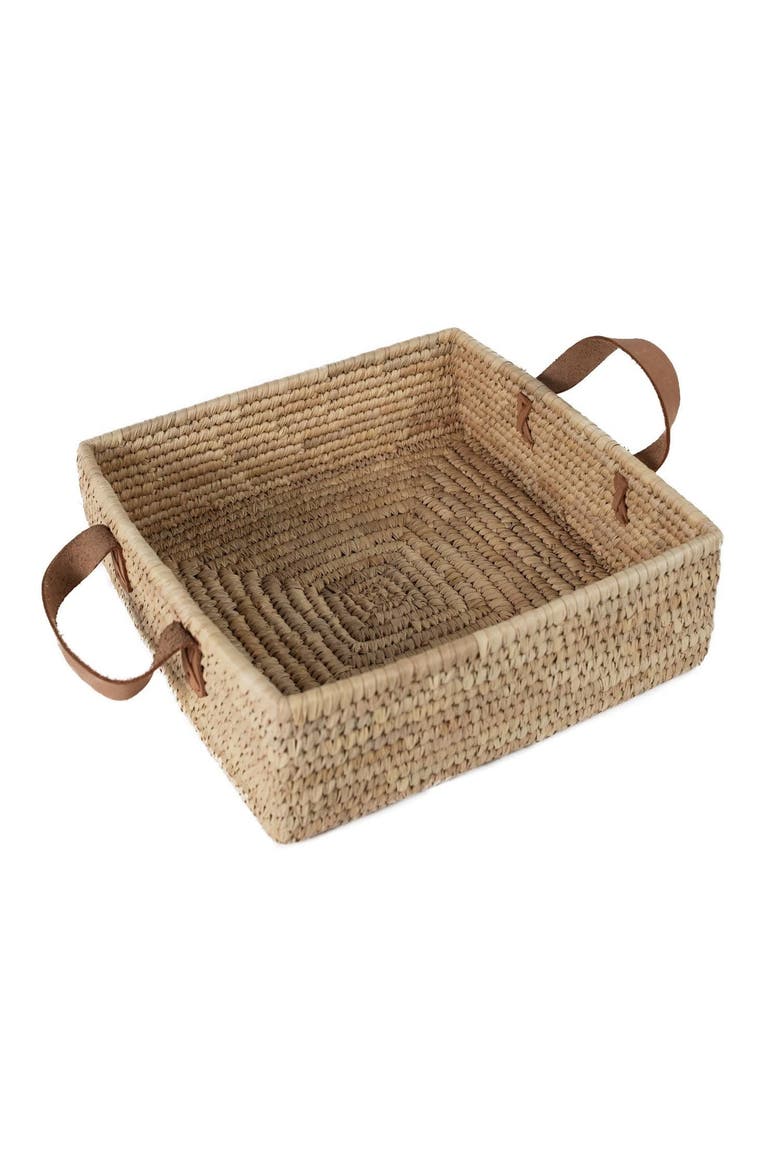 Square Handled Basket, Main, color, Brown