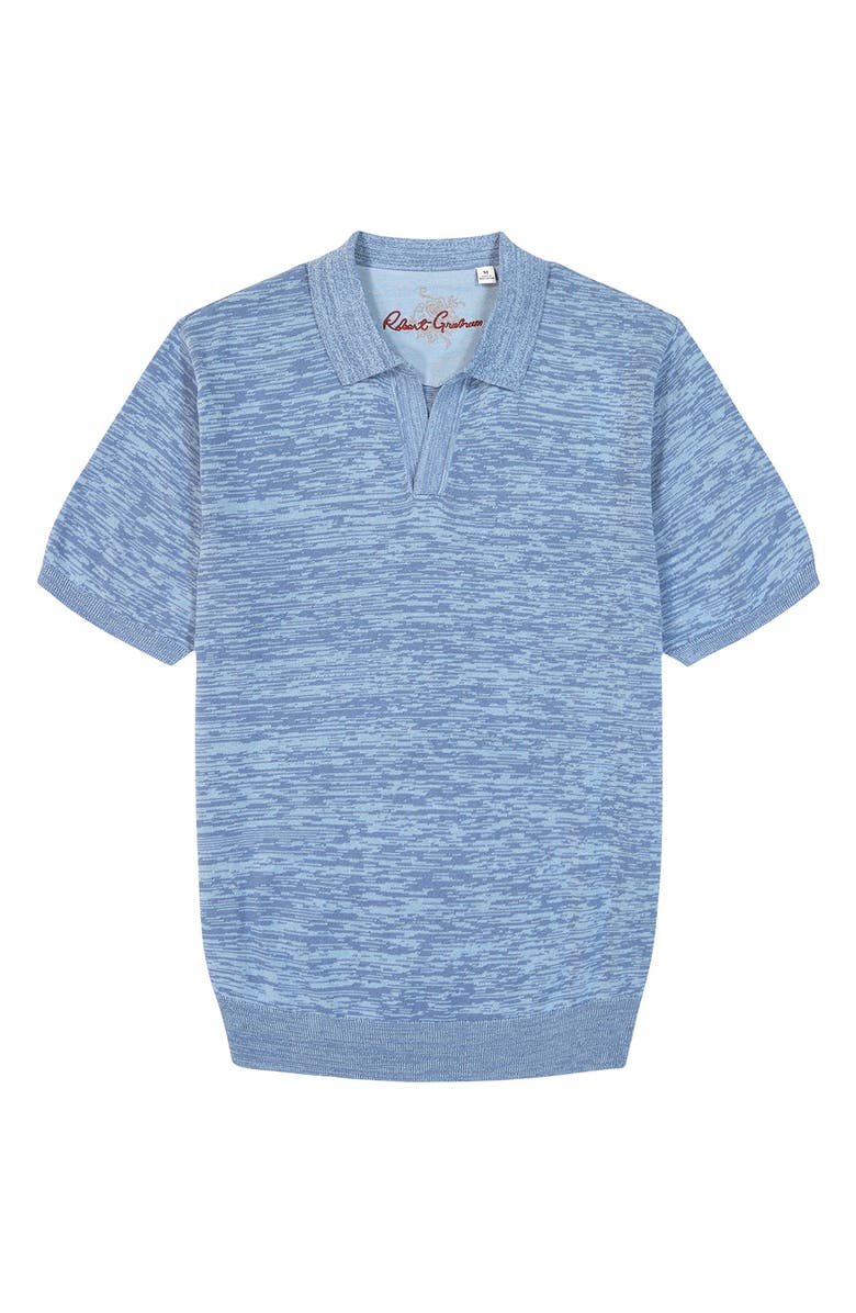 Robert Graham Raydon Johnny Collar Space Dye Sweater Polo, Alternate, color, Light Blue
