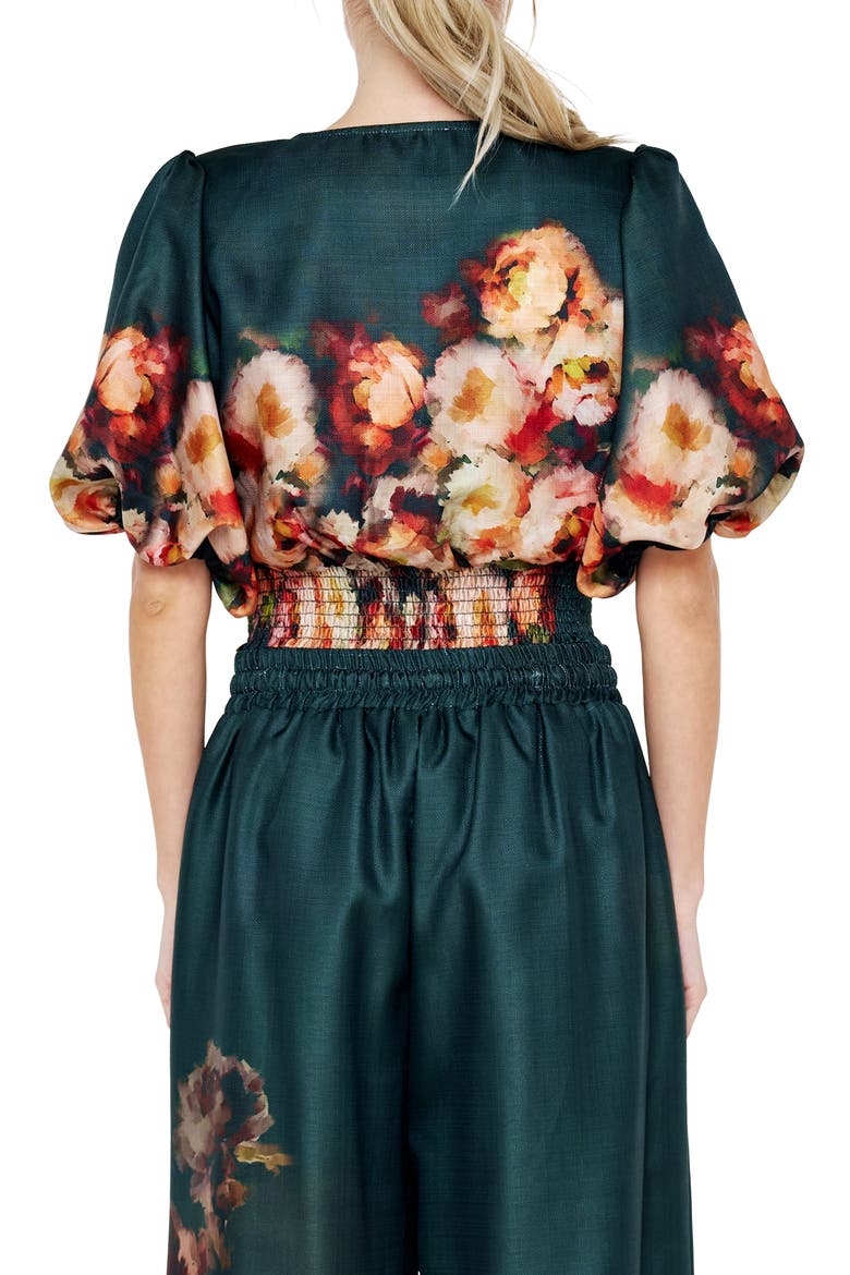 Emel Floral Puff Sleeve Top, Alternate, color, DARK GREEN MULTI