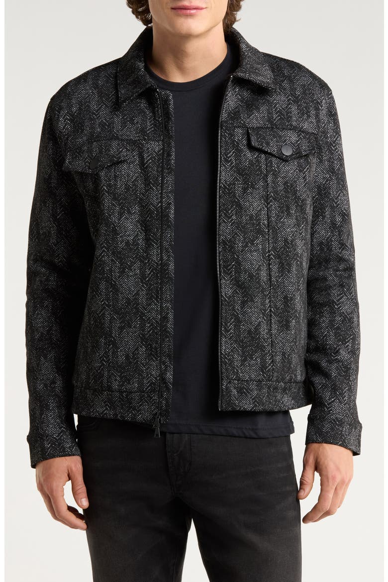 Hallet Jacquard Trucker Jacket, Main, color, BLACK