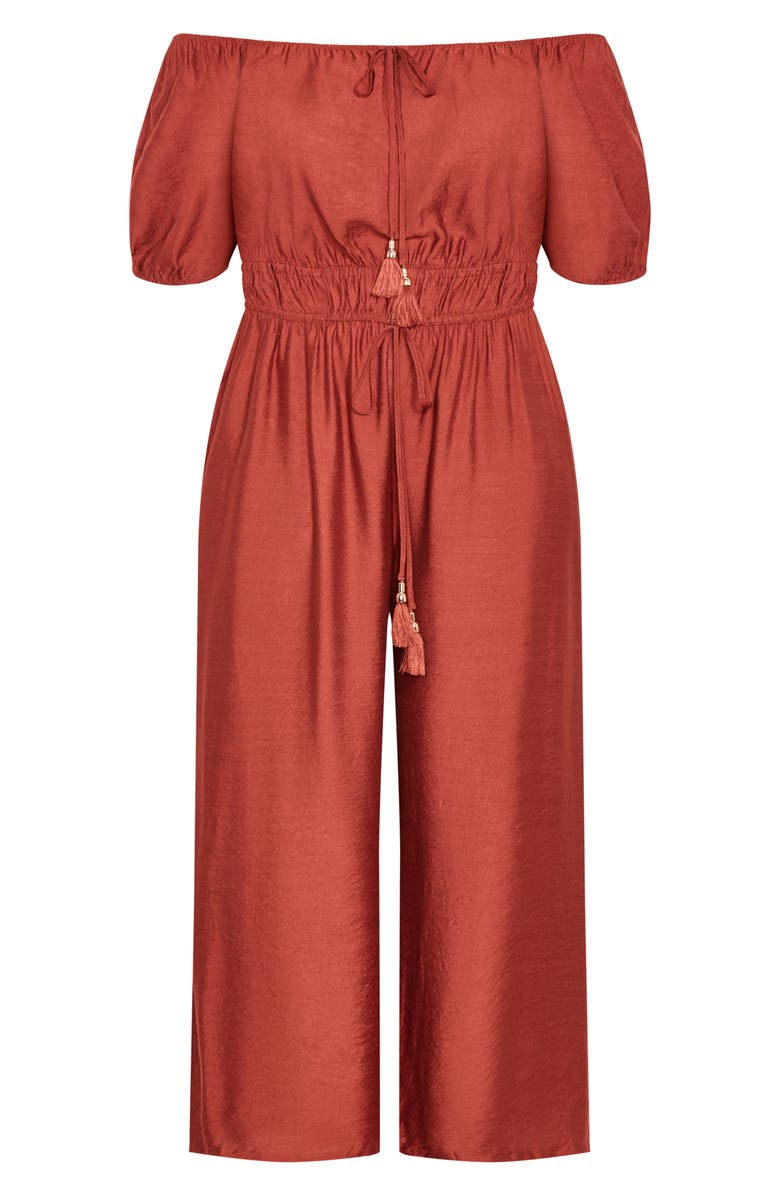 City Chic Erica Wide Leg Jumpsuit, Alternate, color, Cinnamon