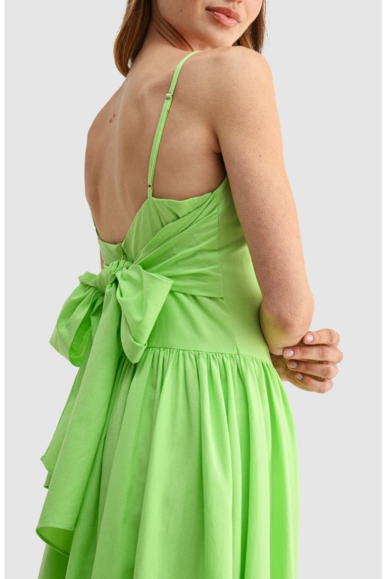 Back Bow Fit and Flare Midi Dress, Alternate, color, LIME