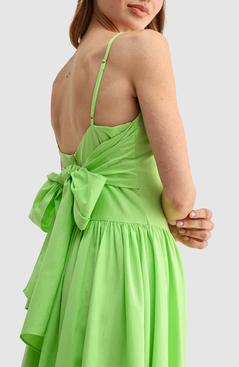All in Favor Back Bow Fit and Flare Midi Dress, Alternate, color, Lime