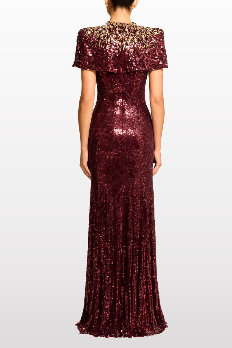 Radiant Sequin-Embellished Gown, Alternate, color, Cardinal