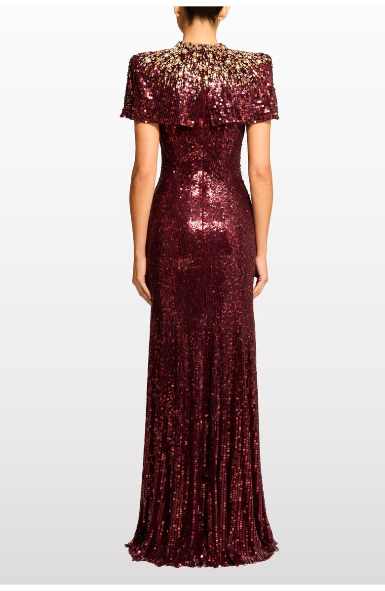 Jenny Packham Radiant Sequin-Embellished Gown, Alternate, color, Cardinal