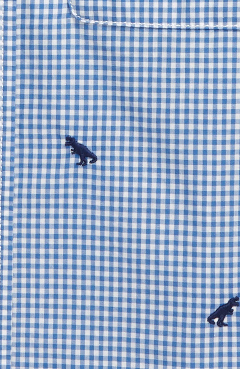 Mini Boden Kids' Embroidered Gingham Button-Up Shirt, Alternate, color, 