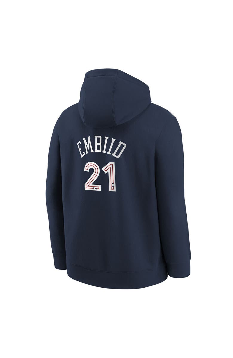 Nike Youth Nike Joel Embiid Navy Philadelphia 76ers 2023/24 City Edition Name & Number Pullover Hoodie, Alternate, color, 