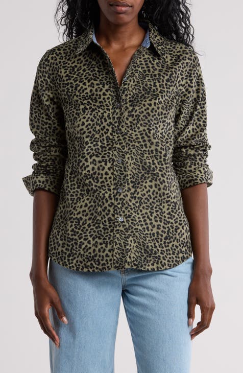 Lovely Leopard Corduroy Button-Up Shirt