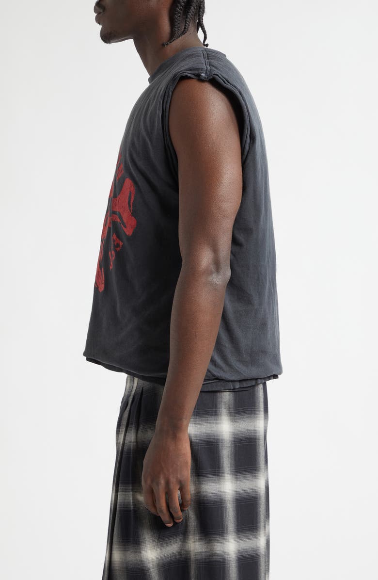 LU'U DAN Wadded Cotton Graphic Muscle Tee, Alternate, color, Faded Black