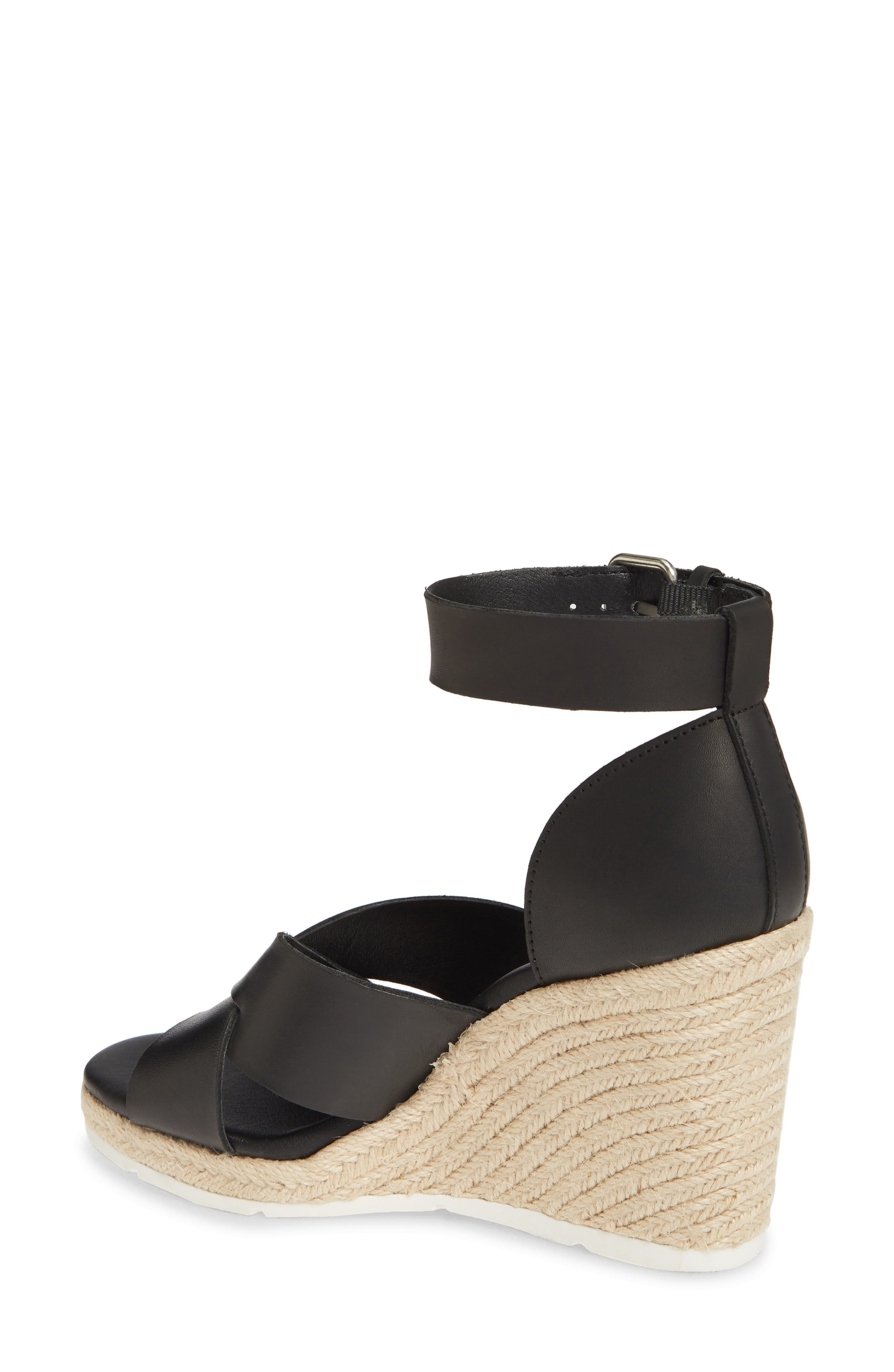 Poppy Espadrille Wedge Sandal, Alternate, color, BLACK LEATHER