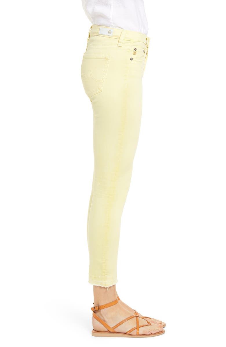 AG The Prima Mid Rise Crop Raw Release Hem Cigarette Jeans, Alternate, color, 1 Year Hi White