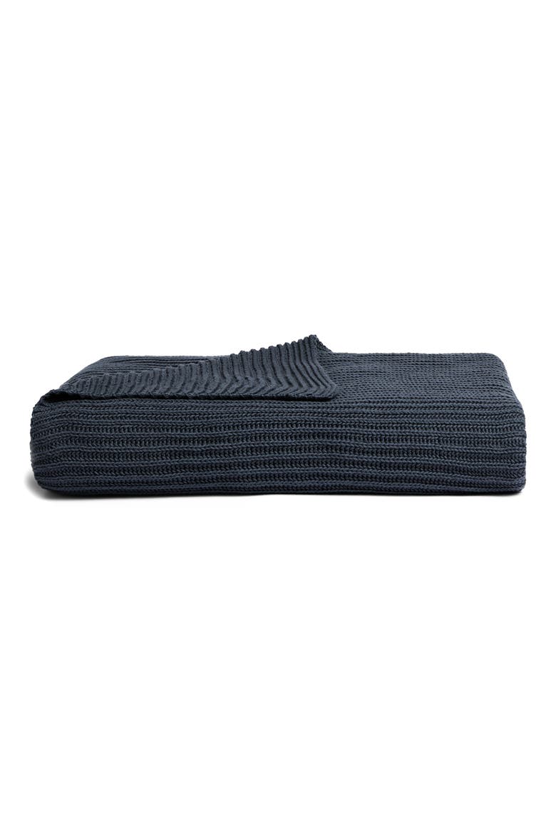 Organic Cotton Ribbed Throw Blanket, Main, color, DUSK