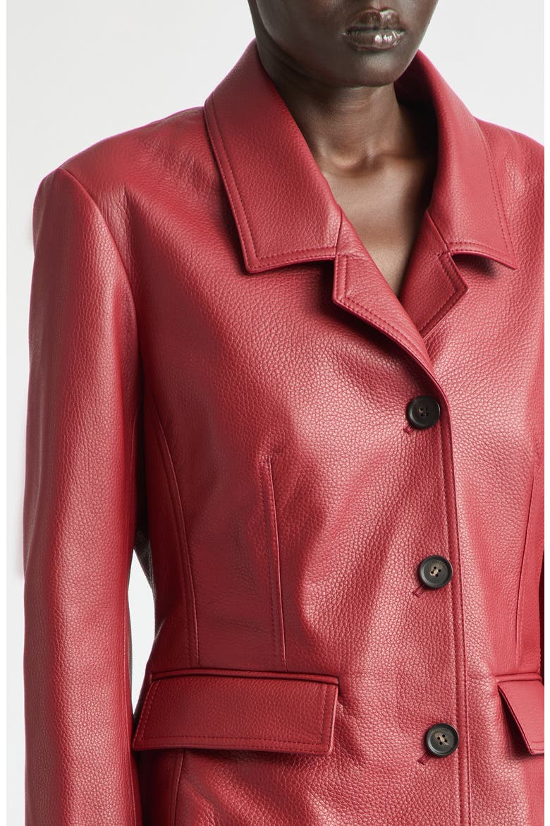 Single Breasted Leather Jacket, Alternate, color, COLLEGE RED/ EXPRESSO