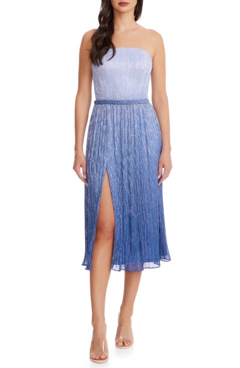 Haldis Metallic Ombré Strapless Cocktail Dress