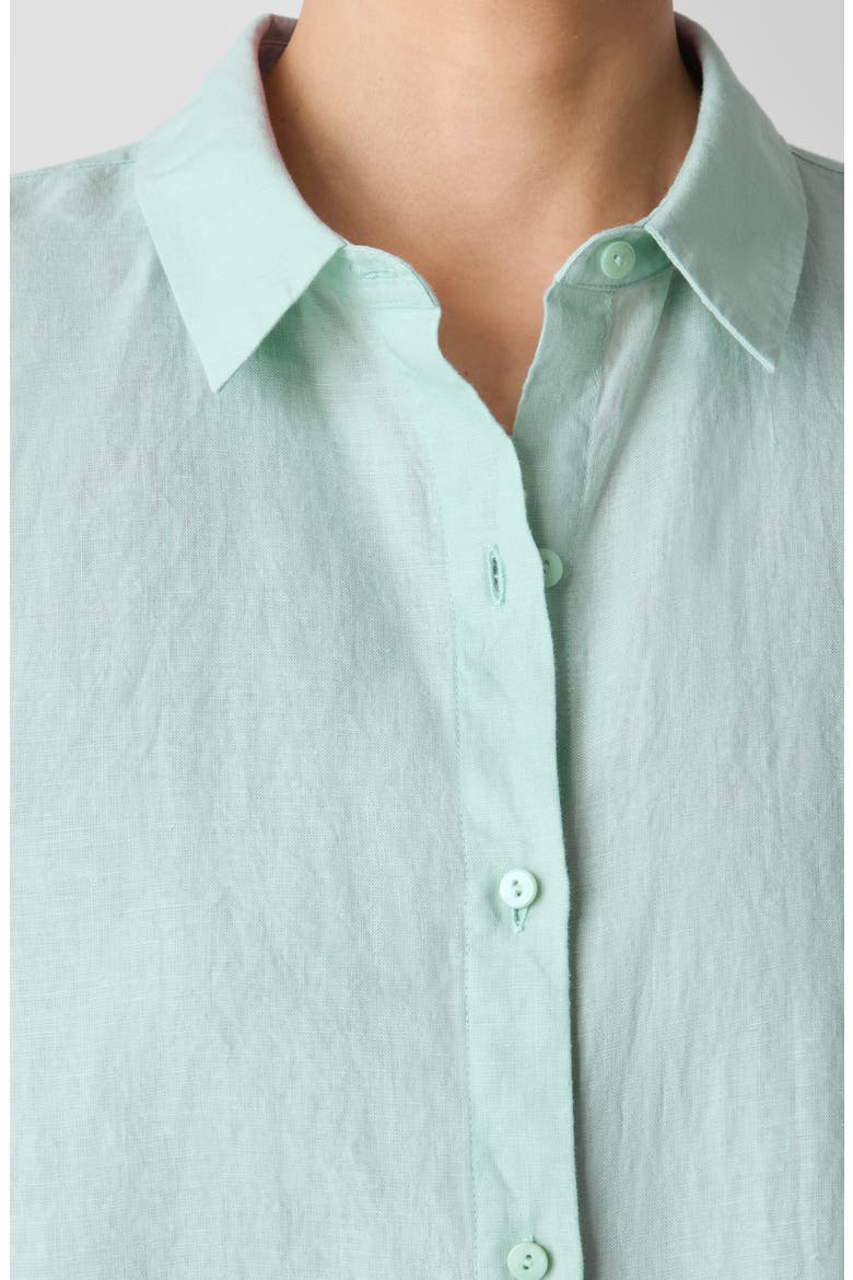 Classic Collar Organic Linen Long Button-Up Shirt, Alternate, color, ABSINTHE